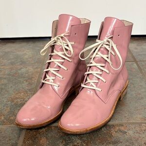 Freda Salvador Pink Lace-Up Combat Boots